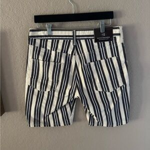Scotch & Soda Men's Navy and White Striped Shorts